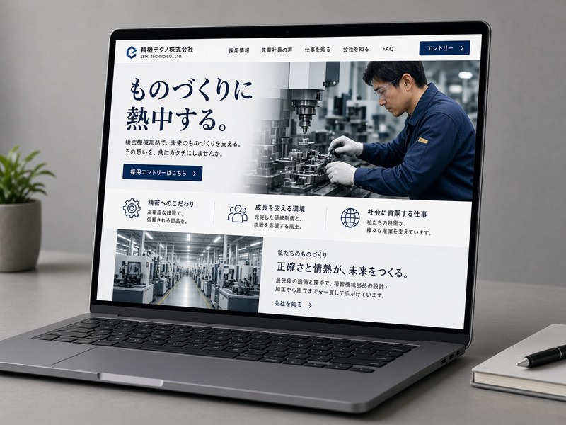 採用サイトの画面。雰囲気の見本写真